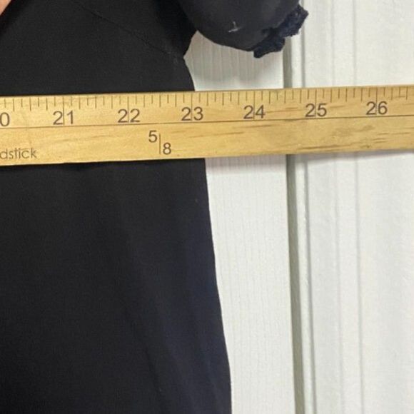 BCBGMaxAzria Tunic Dress Women's Large Black Mini Shift Puff Sleeve Lace Detail - Picture 9 of 9